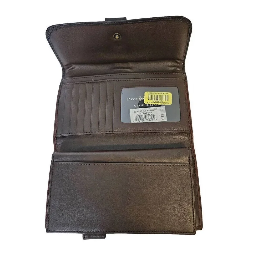 Brown leather wallet with checkbook section. NWT.